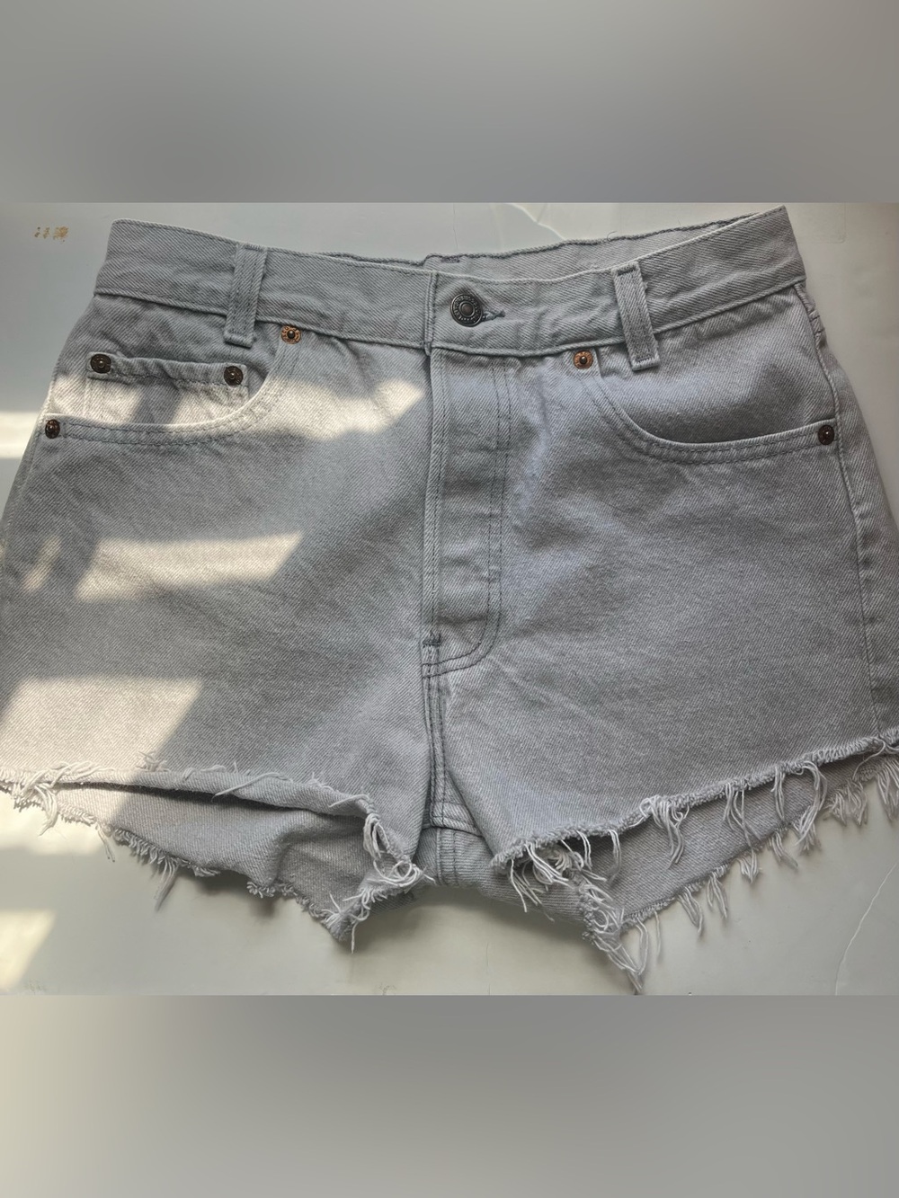 Vintage Gray Denim Levi’s 501 Cut off Shorts